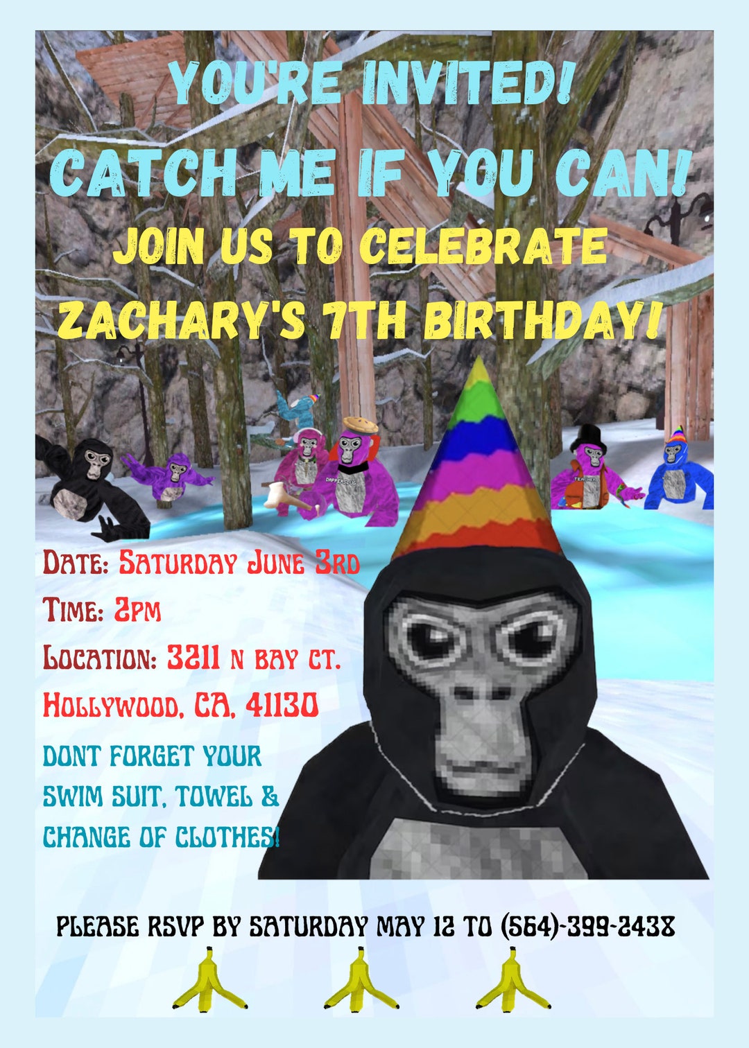 Gorilla Tag Birthday Invitation Etsy Gorilla Tag Birthday Invitation Etsy
