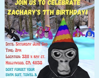 gorilla tag birthday invitation