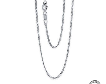 Silver Flat Curb Chain Necklace - 925 Sterling Silver - Available in 1.2mm, 2mm and 3mm  - 16 Inches to 30 Inches - Silver Curb Chain