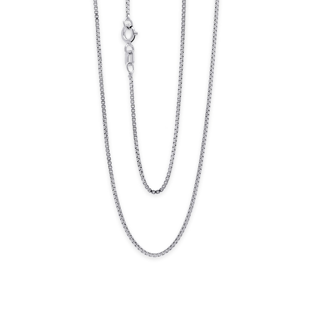 Silver Box Chain Necklace - 925 Sterling Silver - Available in 0.7mm ...