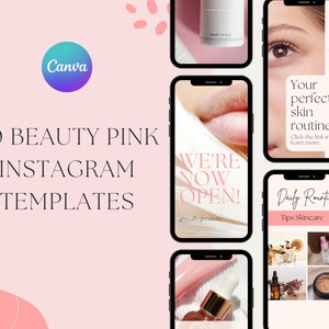 30 Instagram Vorlagen | Schönheit | Hautpflege | Spa | Beauty Accessoires | Rosa | Pastell