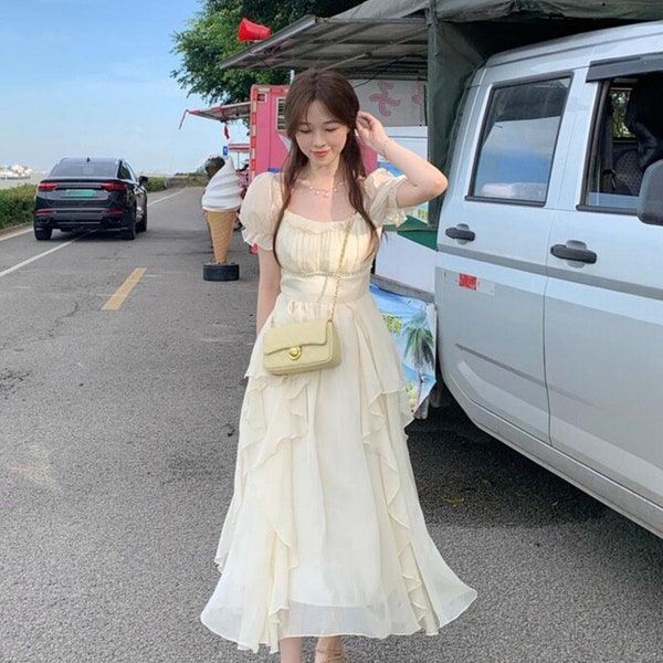 MyRenaissance™, Vintage cottagecore Fairycore Asymmetrische avondjurk Victoriaanse Royalcore Princesscore Pinterest Esthetische zomer