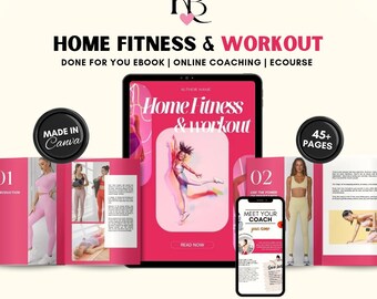 Home Fitness & Workout Ebook, Exercise for beginner, PLR ebook, lead magnet, course content, coaching program, editable in Canva