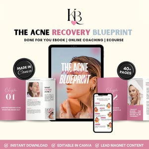 The Acne Recovery Ebook, Skincare Ebook PLR, Acne Treatment, Clear Pimples, Acne Skincare Guide,  Skin Journey, Acne Scars, Acne Planner