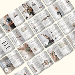 Op de afbeelding: Een gids voor mindful yoga met zes hoofdstukken, elk met een andere focus. De hoofdstukken omvatten: De geschiedenis van yoga, Eenvoudige ademhalingstechnieken, Functionele yoga-houdingen, Adem en aanwezigheid, Beginnen met je yogapraktijk en Diepere uitlijning en houding.
