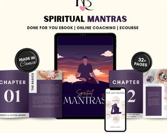 Spiritual Mantras Ebook, Spiritual & Inner peace, Daily Mantras, Mindfulness, PLR ebook, course content, coaching ecourse, editable
