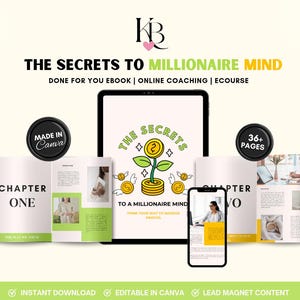 The Secrets to A Millionaire Mind Ebook, Wealth mindset, Financial & Passive profits, Entrepreneur, ecourse online, PLR ebook, editable