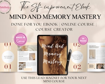 Mind and memory mastery ebook, done for you, PLR ebook, lead magnet, course content, coaching program, brandable, improve your memory, canva
