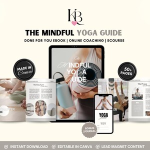 The Mindful Yoga Guide e-boek, e-book yoga PLR, yoga voor beginners, yogadagboek/planner, gids voor gezondheid en welzijn, meditatie afbeelding 1