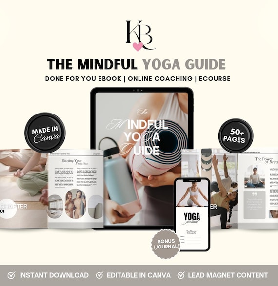 The Mindful Yoga Guide Ebook, Yoga PLR Ebook, Yoga for beginner, Yoga Journal/Planner, Health and Wellness Guide, Meditation