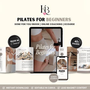 Libro electrónico de Pilates para principiantes, Guía de Pilates, Con diario de Pilates, Guía de fitness y bienestar, Clase de Pilates