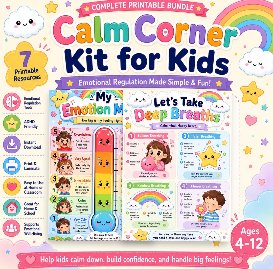 Calm Corner Kit for Kids Printable Bundle | Emotional Regulation ...