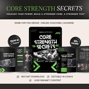 Core Strength Secrets Ebook, Core Training, Men Fitness Program Ebook PLR, Gym Guide, Abs workout, Abdominal, Core Exercise, Six Pack Abs