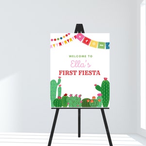 Girls First Fiesta Welcome Board | First Fiesta 1st Birthday Editable Welcome Sign | INSTANT DOWNLOAD Birthday Welcome Sign