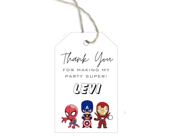 Superhero Birthday Party Favor Tags | Spiderman Editable Birthday Gift Bag Tags | Avengers Birthday Gift Bag Tags | INSTANT DOWNLOAD