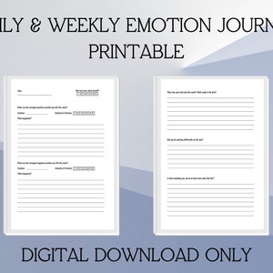 Daily and Weekly Mood Journal Printable, Digital Emotion Tracker, Daily and Weekly Mood Tracker, Mood Tracker, US Letter, PDF, Supernote