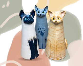 Handmade Cat Vases