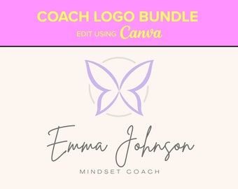 Coach logo template canva logo template coach business logo editable canva logo branding kit logo design