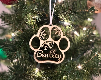 Personalized Pet Paw Christmas Ornament: Custom Dog Cat Keepsake