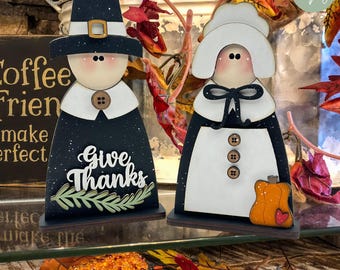 Figurines En Céramique Peintes Wee Crafts - Modèle "Premier Rassemblement Thanksgiving" #21681 - Vintage, Neuf