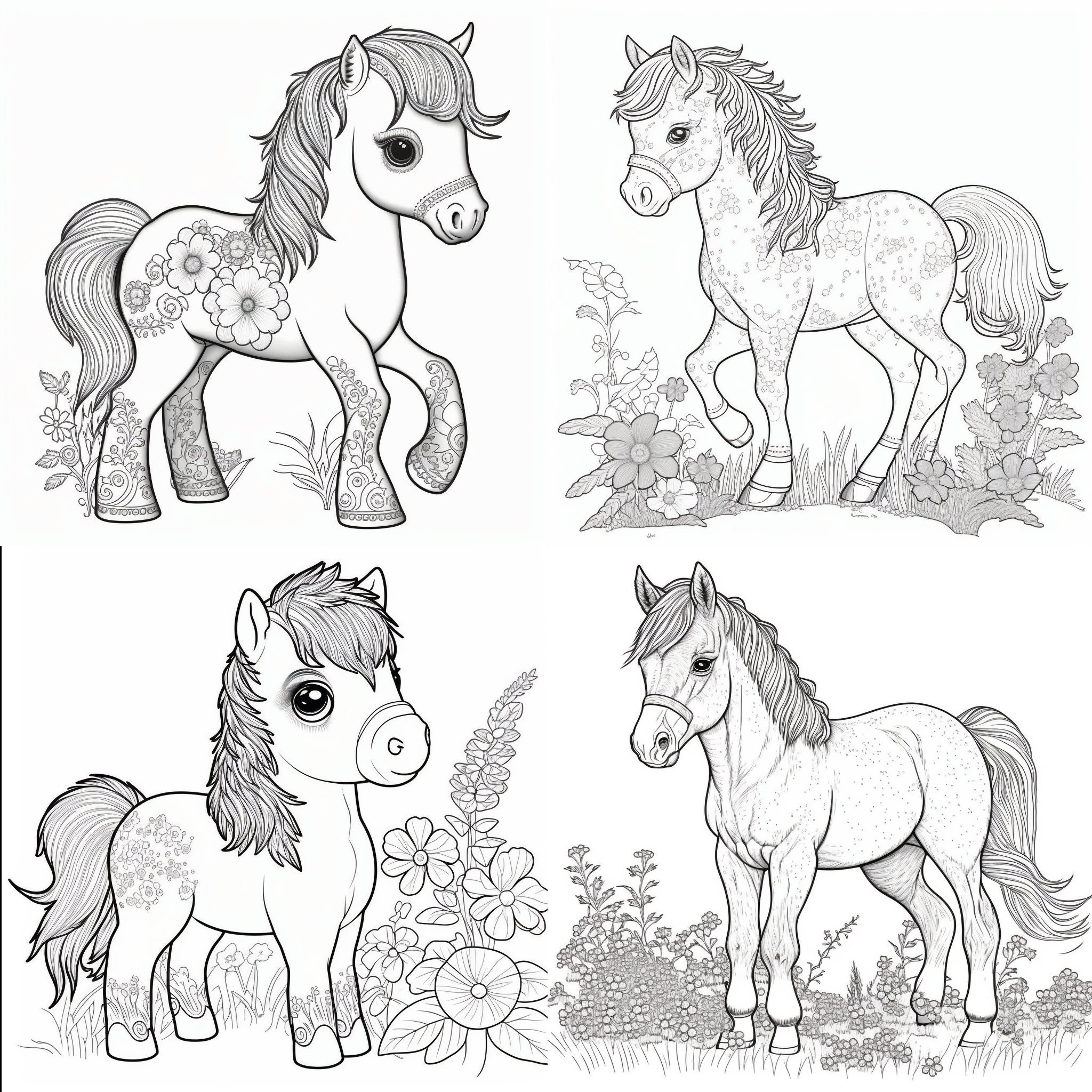 PRINTABLE set of 10 Horse Breed coloring pages 2 Digital -  Portugal