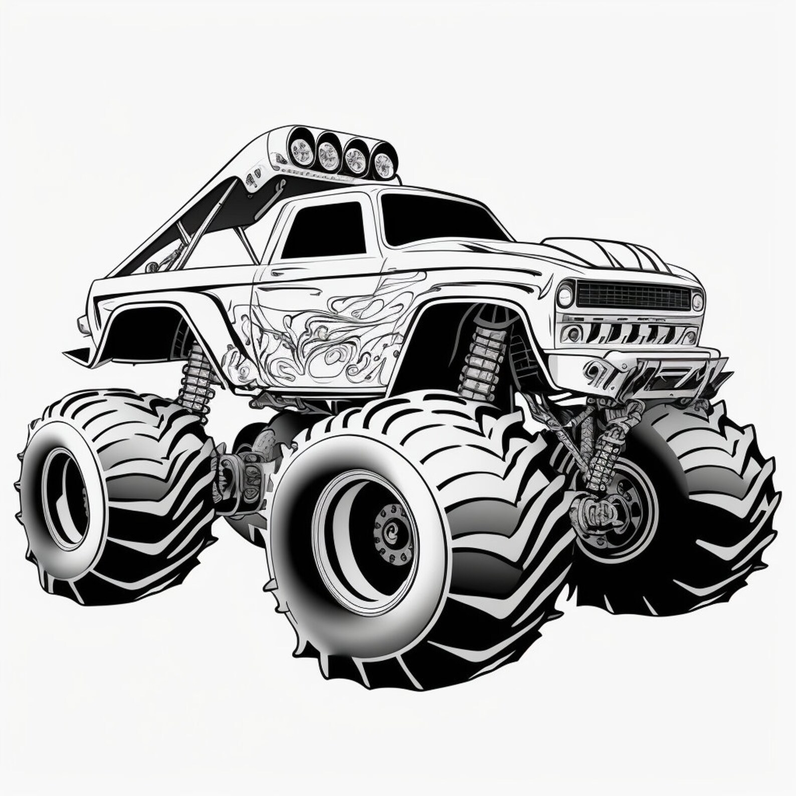 Coloring Page Monster Truck Collection 50 Page Coloring Pages Printable ...