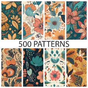 500 Piece MEGA Bundle, Boho Chic Clipart, Boho Digital Paper, Boho Floral Digital Paper, Boho Seamless Jpgs, Bohemian flower patterns, DH
