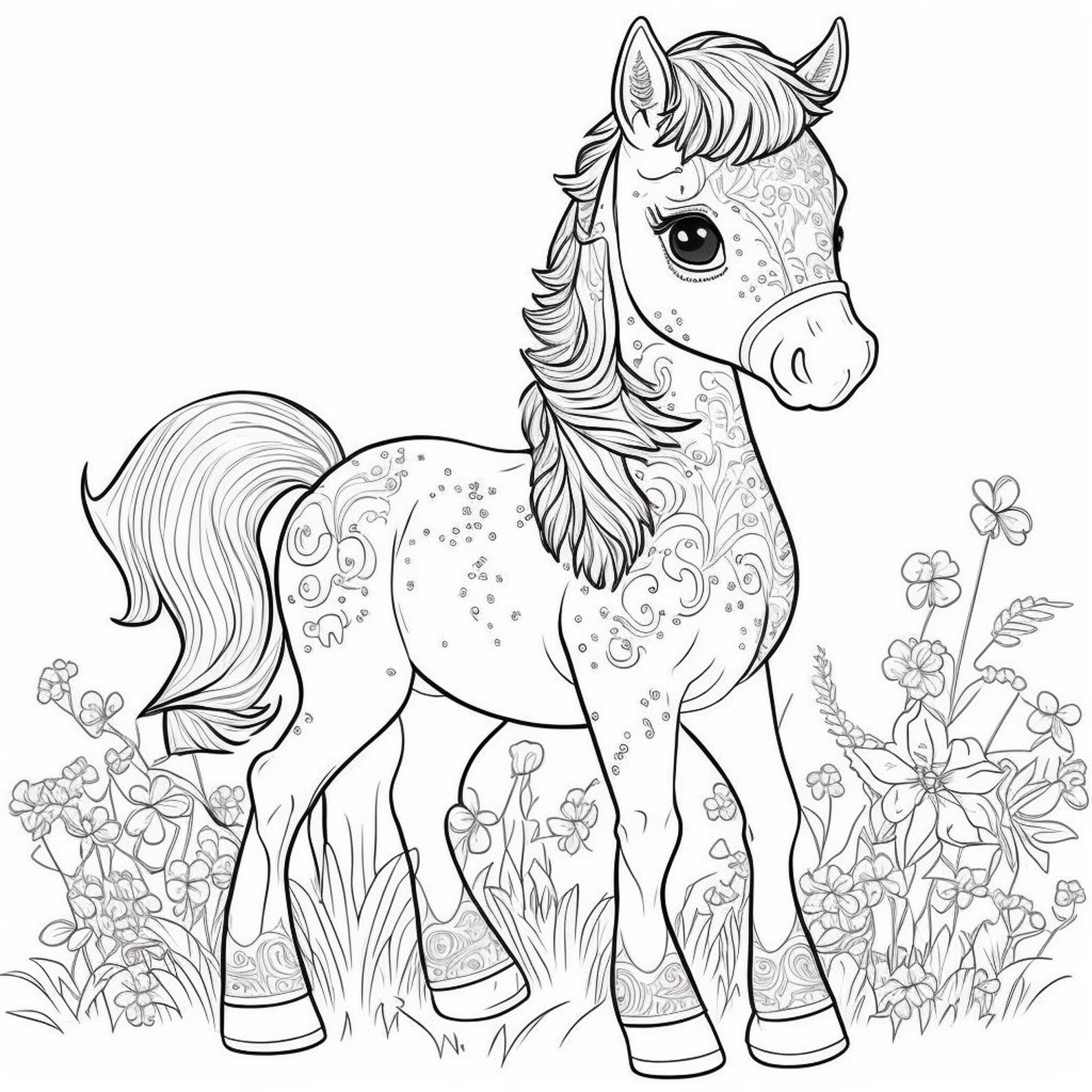 Horse and Pony Collection 50 Page Coloring Pages Printable Variety ...