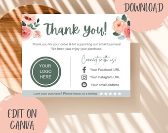 Printable Thank You Card Small Business Thank You Card - Etsy