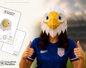 Eagle Papercraft 3D Template | Low Poly Mask DIY Sculpture World Cup Mascot Inspo