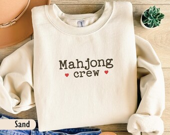 Mahjong Sweatshirt, Typewriter font Mahjong Crew Sweater, Mahjong Gifts, Mahjong Clothing