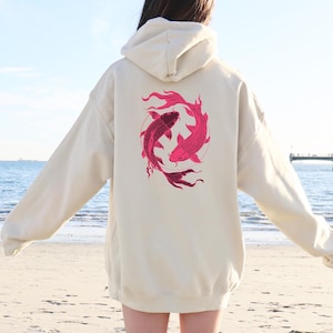 Koi fish hoodie, koi fish sweatshirt, Japanese sweatshirt, grunge hoodie, emo hoodie, Japanese fish shirt,Asian koi fish,Japanese streetwear