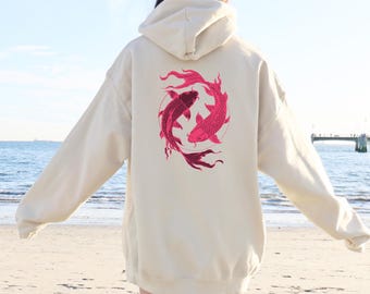 Koi Fisch Hoodie, Koi Fisch Sweatshirt, japanisches Sweatshirt, Grunge Hoodie, Emo Hoodie, japanisches Fischhemd, asiatische Koi Fisch, japanische Streetwear