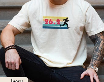Comfort Colors 26.2 Marathon Shirt For Men Retro Running Tee Vintage Runner Top Race Day Shirt Full Marathon Training Gift For Him