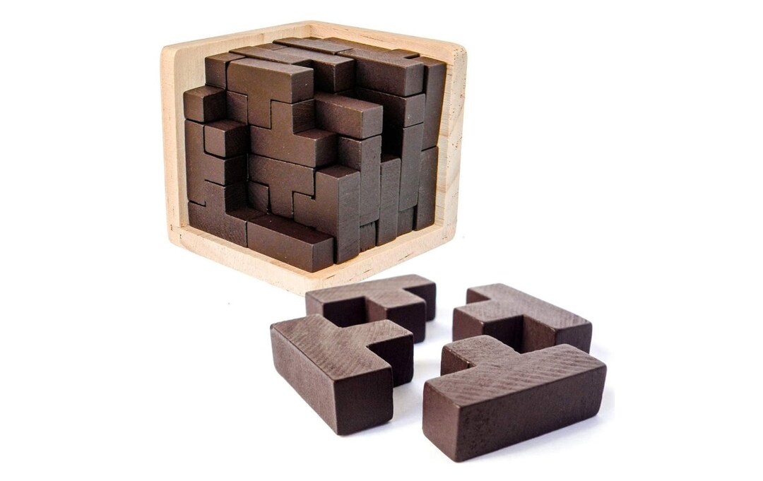 Brain Teaser Puzzle Cube Wooden Puzzles Tshaped Jigsaw Logic Puzzle