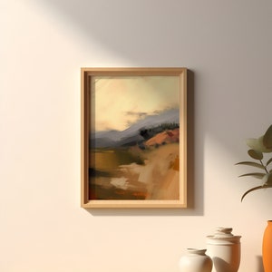 Tuscany Abstract Art Print, Landscape Painting, Printable Wall Art, Summer Landscape, Vintage Wall Art, Warm Tones, Italy Painting