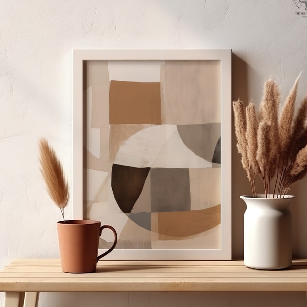 Earth Tone Wall Art, Abstract Wall Art, Earth Tones Print, Abstract Shapes, Apartment Wall Art, Terracotta Art