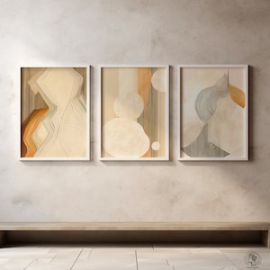 3 Piece Wall Art, Neutral Colors Wall Art, Modern Abstract Painting ...