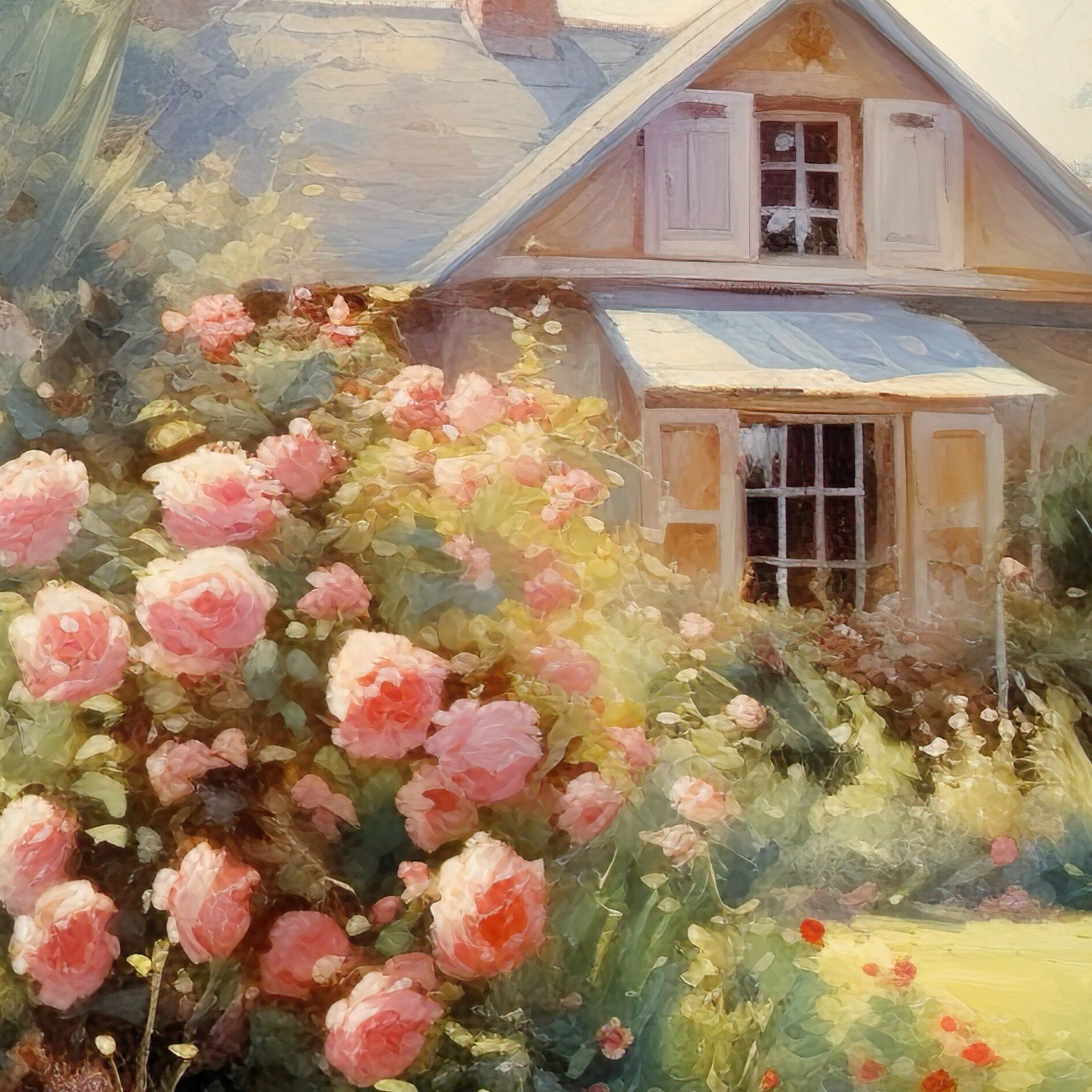Cottage Core, Rose Garden Wall Art, Vintage Art Print, Farmhouse ...