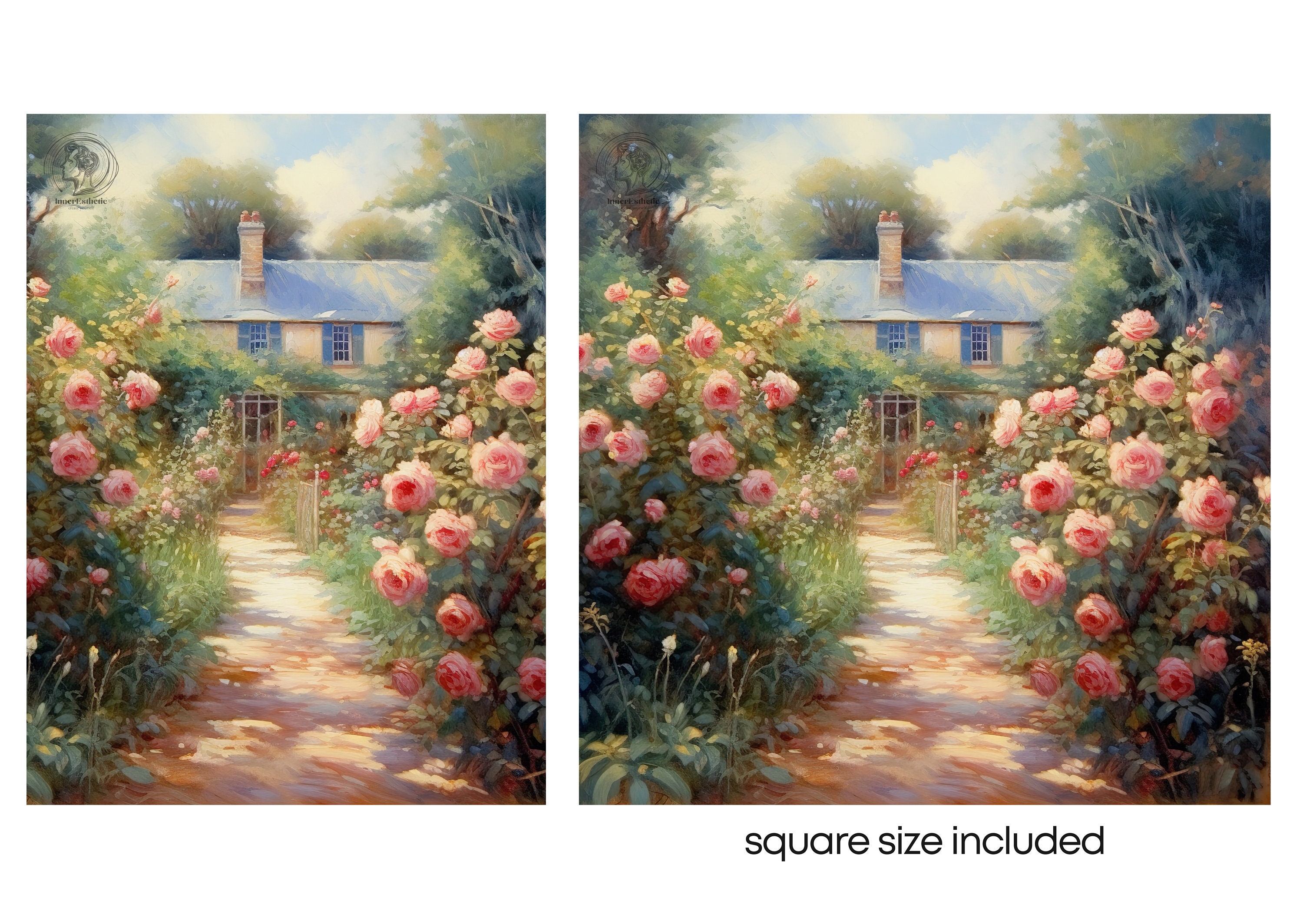 Cottage Core Rose Garden Wall Art, Vintage Art Print, Farmhouse Kitchen ...