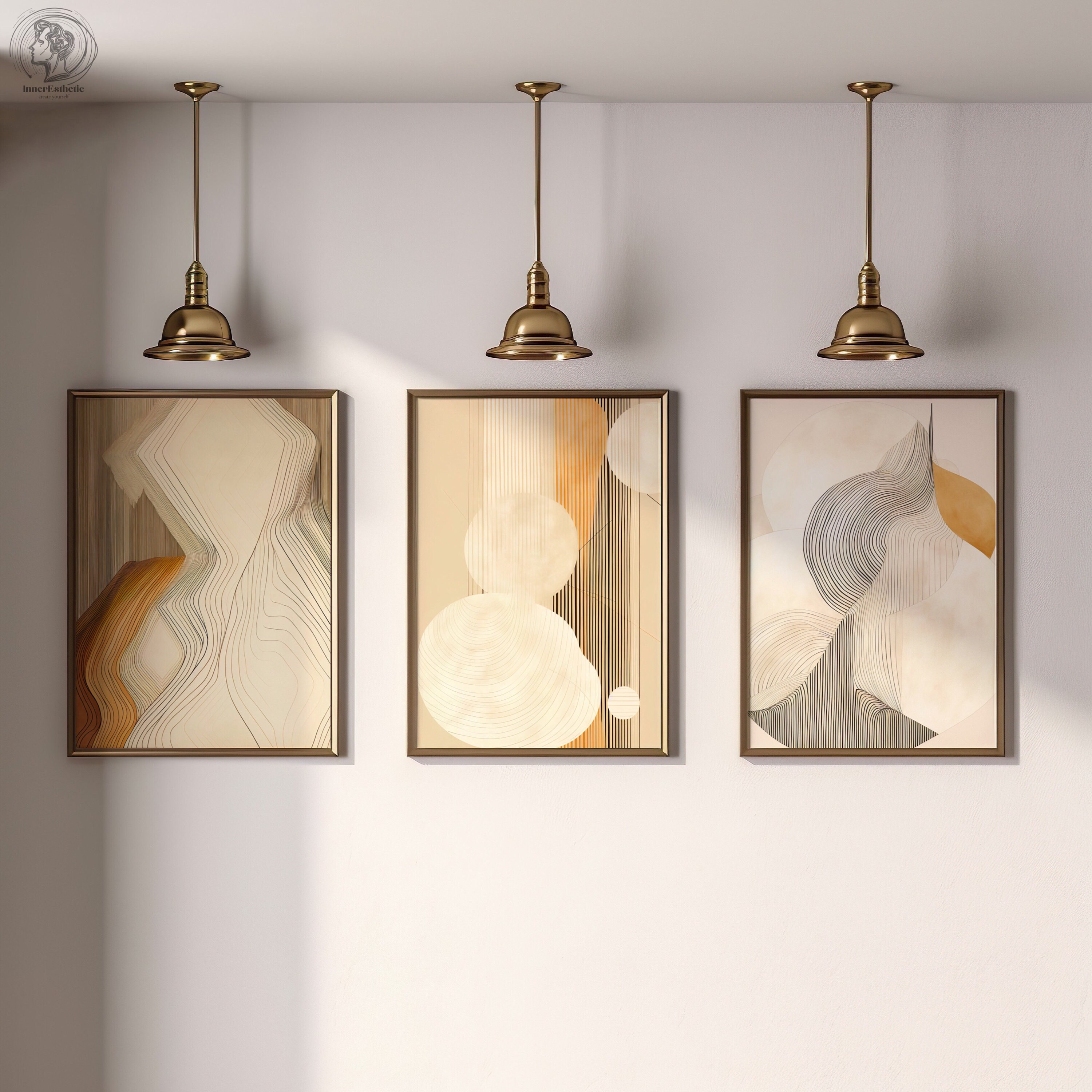 3 Piece Wall Art, Neutral Colors Wall Art, Modern Abstract Painting ...