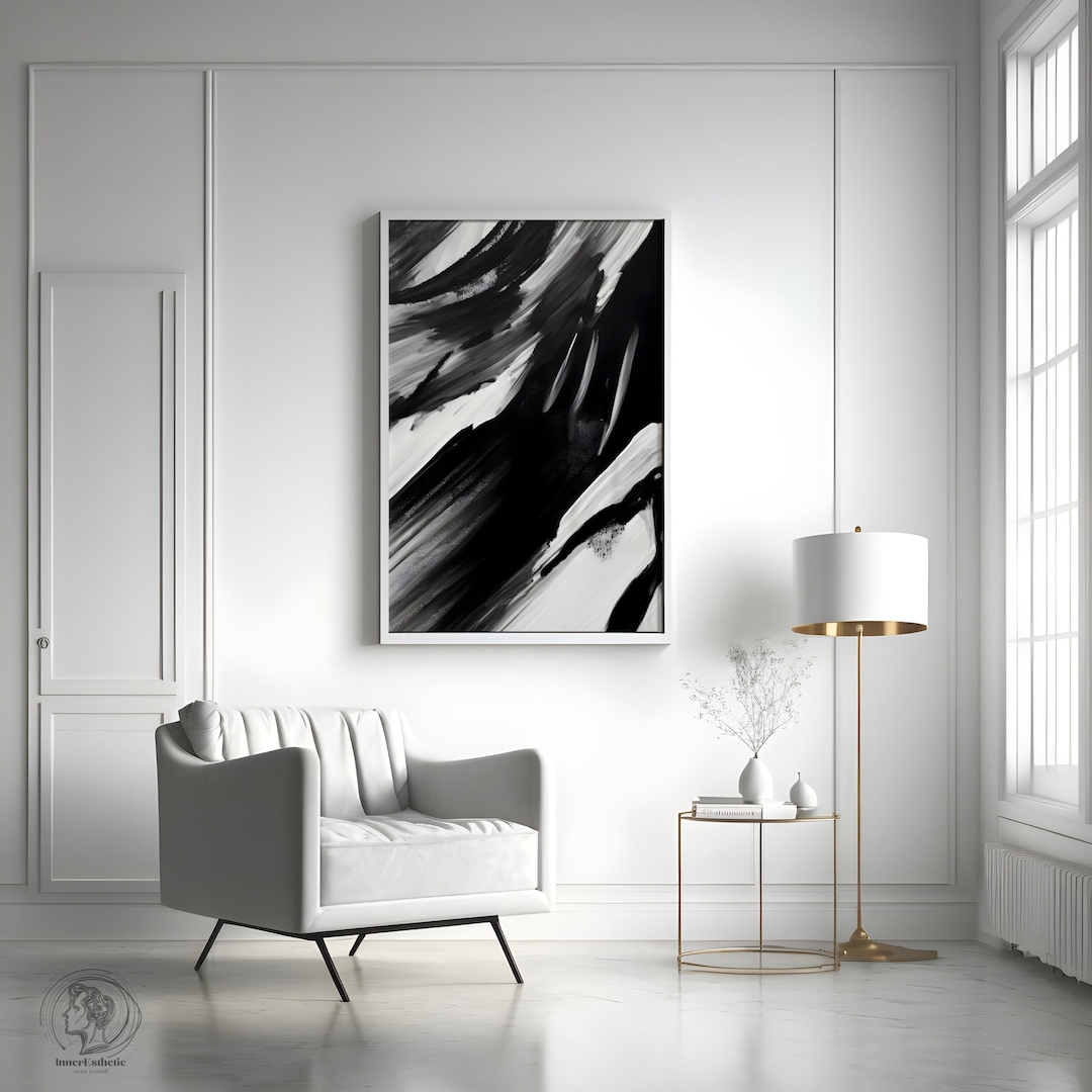 Black and White Abstract Line Art Print (digital Download) - Etsy