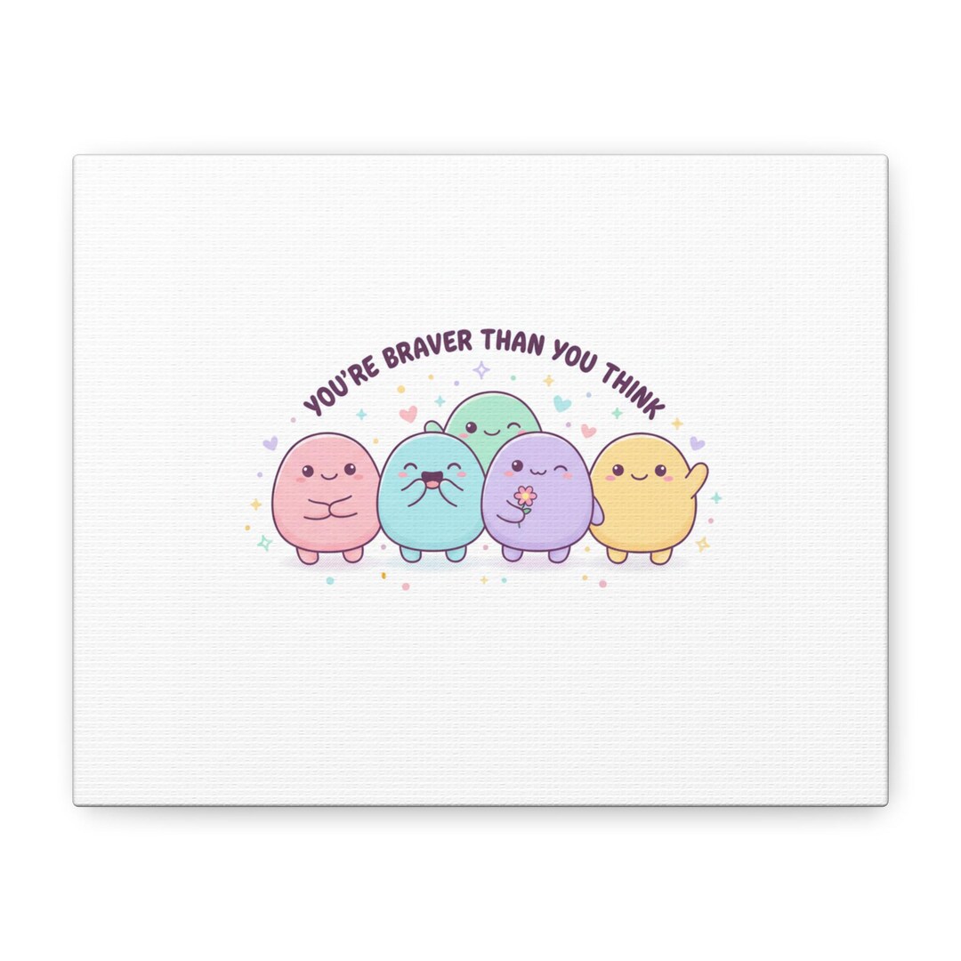 Brave Cute Monster Characters Canvas | Stretched Matte Wall Art, Kawaii ...