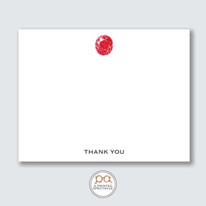 Könnte beinhalten: Eine weiße Dankeskarte mit einer Illustration eines roten Edelsteins und dem Text "THANK YOU".