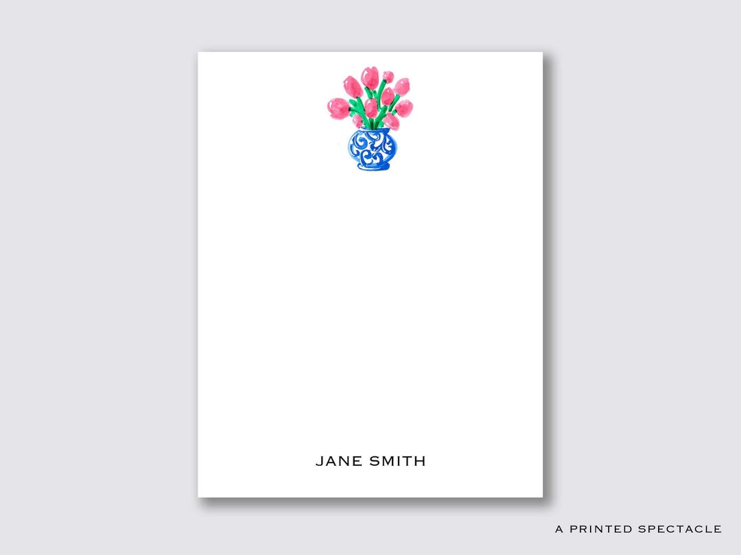 Personalized Tulips in Ginger Jar Notepad: Watercolor Design - Etsy