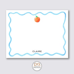 Oranje blauwe golvende gepersonaliseerde Notecard Set | Bachelorette, oranje minnaar, chinoiserie, vrouwelijk, foodie, cadeau voor vrouwen, bruidsdouche