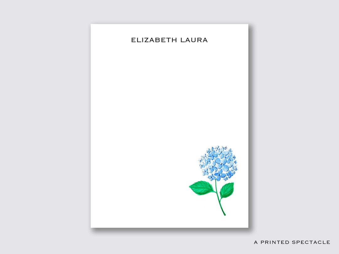 Blue Hydrangea Personalized Notepad feminine, Preppy, Hostess Gift ...