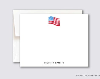 American Flag Personalized Notecard Set: Watercolor Stationery