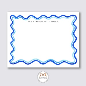 Set di biglietti personalizzati multi ondulati blu / Baby Shower, sposa, femminile, biglietti per bambini, addio al nubilato, cancelleria per ragazze, regalo per lei