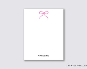 Bloc de notas personalizado con lazo rosa: diseño de acuarela